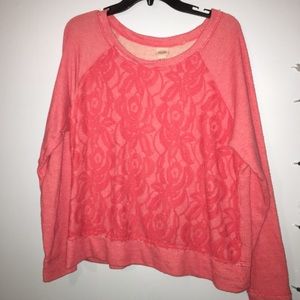 Coral / floral sweater